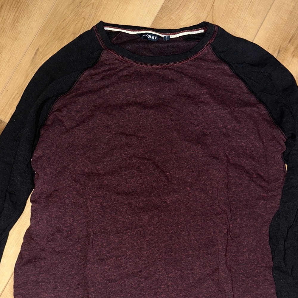 KOLBY Men's Long Sleeve Tee - Burgundy and Black
